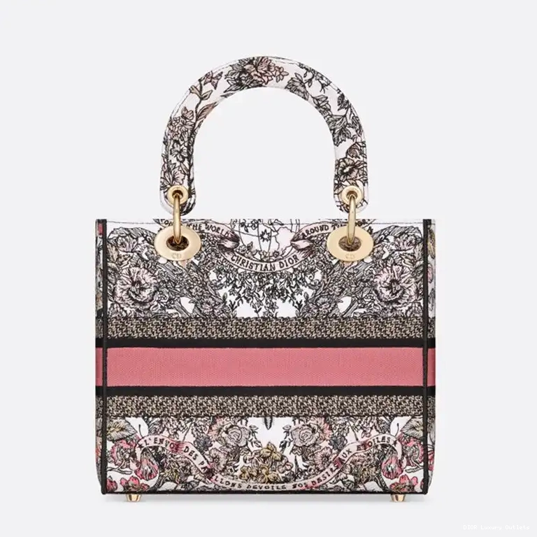 Cheap White World Motif Butterfly Canvas Lady Around D-lite Bag The Pink Medium 0528 Luxury